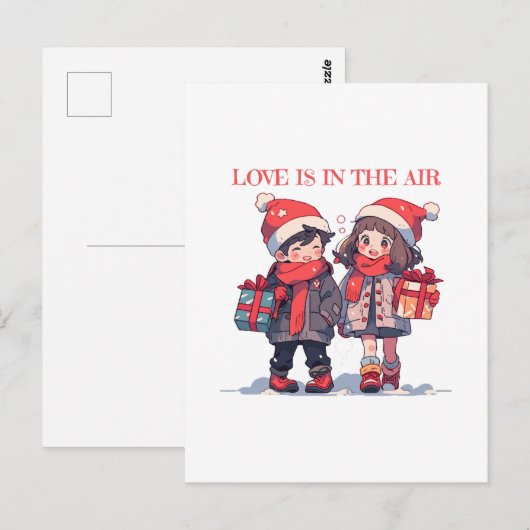 Kerstkoppel - Liefde is in de lucht Briefkaart (Voorkant / Achterkant)