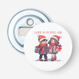 Kerstkoppel - Liefde is in de lucht Button Flesopener