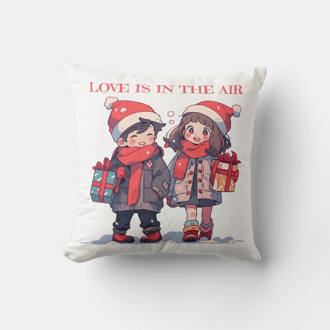 Kerstkoppel - Liefde is in de lucht Kussen (Voorkant)