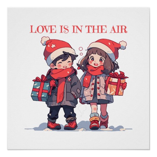 Kerstkoppel - Liefde is in de lucht Perfect Poster (Voorkant)