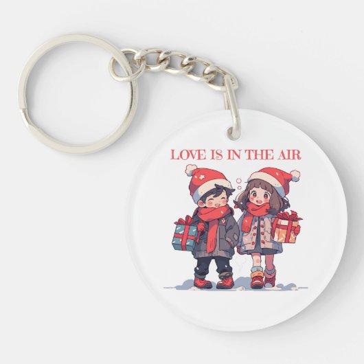 Kerstkoppel - Liefde is in de lucht Sleutelhanger (Voorkant)