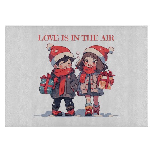 Kerstkoppel - Liefde is in de lucht Snijplank (Voorkant)