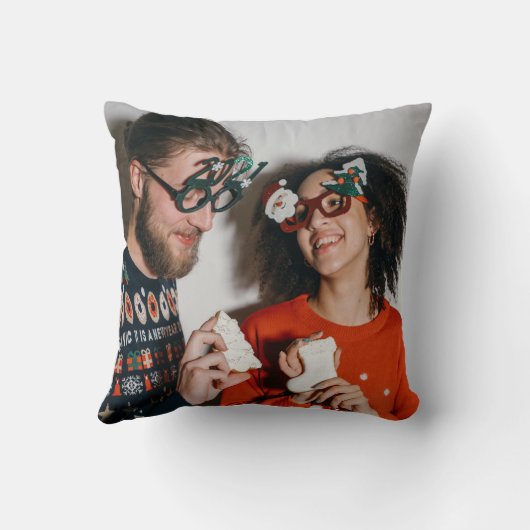 Kerstkoppel vakantie monogram pasgetrouwd foto  kussen (Achterkant)