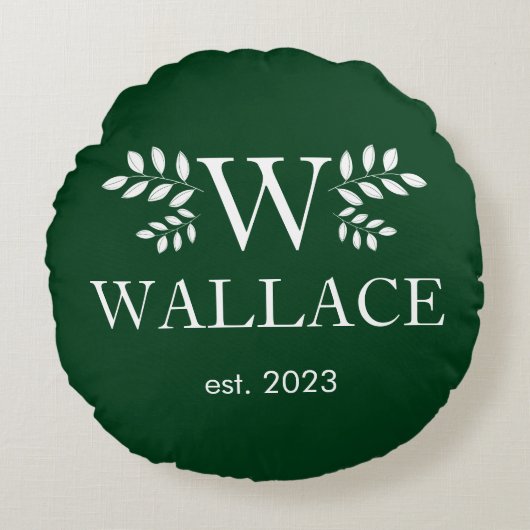 Kerstkoppel vakantie monogram pasgetrouwd foto  rond kussen (Voorkant)