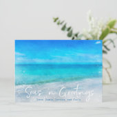 KERSTKORTING AAN DE KUST | Tropisch strand Kerstmi Feestdagenkaart (Staand voorkant)