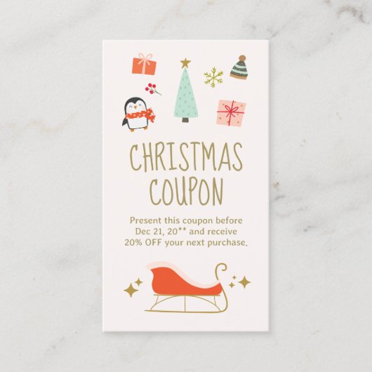 Kerstkorting coupon promotioneel (Voorkant)