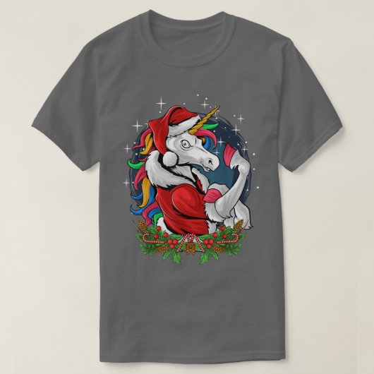 kerstkostume Xmas PJ Santa Hat Unicorn T-shirt (Design voorkant)