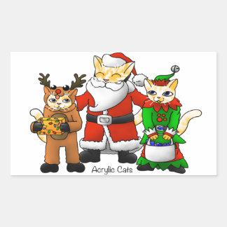 kerstkostuum Winkelende gezinskatten Rechthoekige Sticker