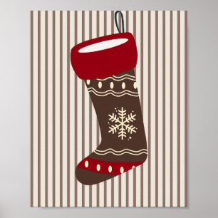 Kerstkous Bruin En Rood Poster