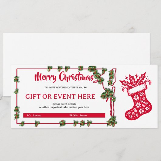 Kerstkous Cadeaubon met Kerstmis (Voorkant / Achterkant)