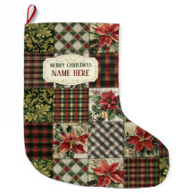 Kerstkous Cadeaupapier Vintage Patchwork