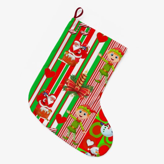 Kerstkous, Elf Stripe Sinterklaas Grote Kerstsok (Voorkant (Hangend))