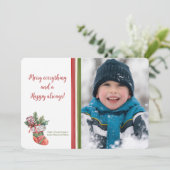 Kerstkous Foto Vakantiewenskaart Feestdagenkaart (Staand voorkant)