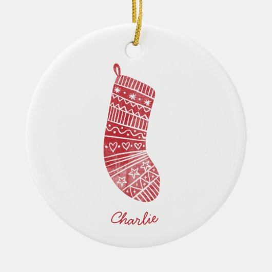 Kerstkous Gepersonaliseerde naam Rood Wit Keramisch Ornament (Voorkant)