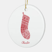 Kerstkous Gepersonaliseerde naam Rood Wit Keramisch Ornament (Links)