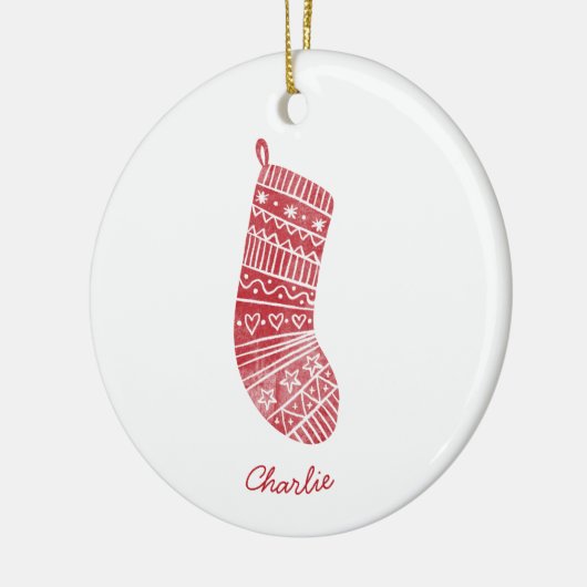 Kerstkous Gepersonaliseerde naam Rood Wit Keramisch Ornament (Links)