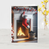 Kerstkous gevuld met kolen kaart (Gele Bloem)