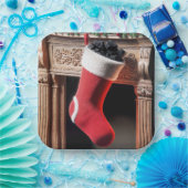 Kerstkous gevuld met kolen papieren bordje (Feest)