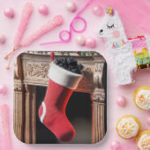 Kerstkous gevuld met kolen papieren bordje (Feest)