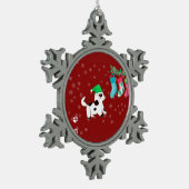 Kerstkous Hond Tin Sneeuwvlok Ornament (Links)