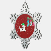 Kerstkous Hond Tin Sneeuwvlok Ornament (Rechts)