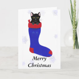 Kerstkous Kat Sneeuwvlokken Wenskaarten Feestdagen Kaart