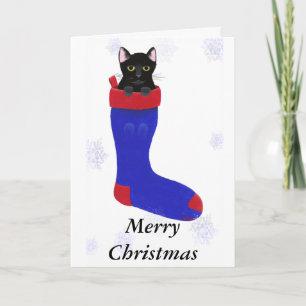 Kerstkous Kat Sneeuwvlokken Wenskaarten Feestdagen Kaart