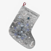 Kerstkous, Kerstblauwe zilveren boom Grote Kerstsok (Voorkant (Hangend))