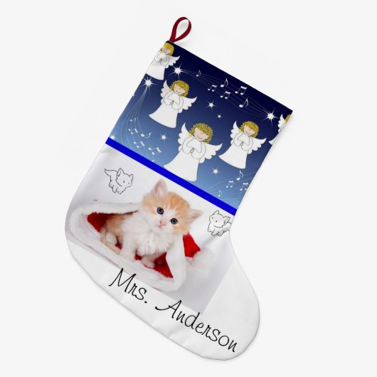 Kerstkous, Kerstengel Kitten Grote Kerstsok (Voorkant (Hangend))