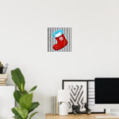 Kerstkous Kunstposter op Strepen Poster (Thuiskantoor)
