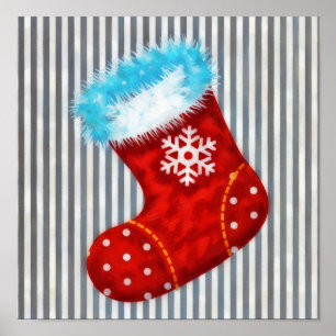 Kerstkous Kunstposter op Strepen Poster
