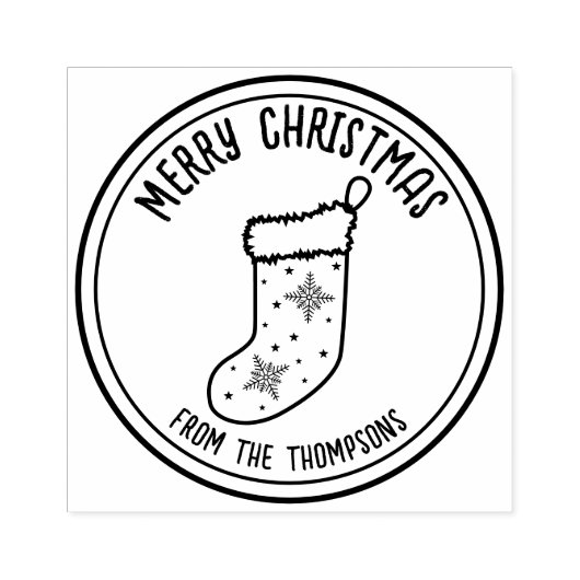 Kerstkous Lijn Kunstontwerp Prettig Kerstfeest Rubberstempel (Afrduk)