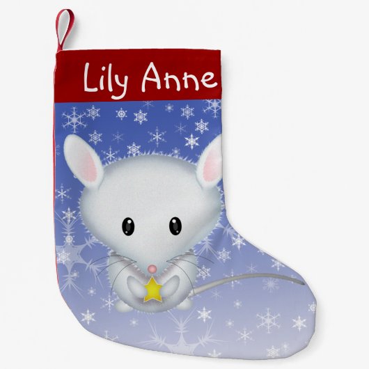 Kerstkous met Aangepaste Cute Witte Muis Kleine Kerstsok (Voorkant)