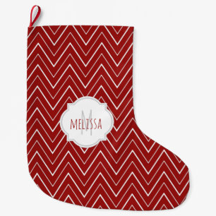Kerstkous met Chevron-patroon en monogram Grote Kerstsok