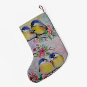 Kerstkous met Cute Vogels Kleine Kerstsok (Achterkant (Hangend))