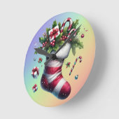 Kerstkous met geschenken en snoepjes ronde klok (Hoek)