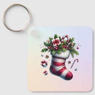 Kerstkous met geschenken en snoepjes sleutelhanger