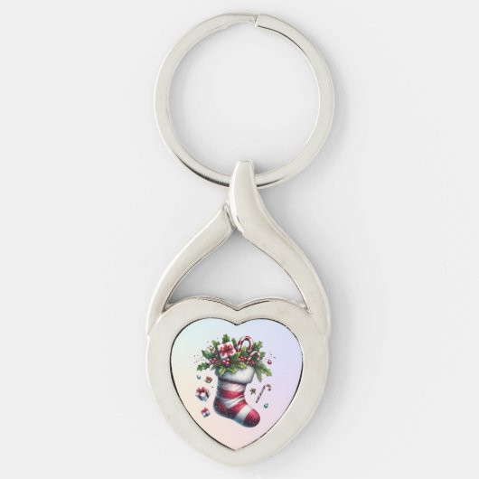 Kerstkous met geschenken en snoepjes sleutelhanger (Voorkant)