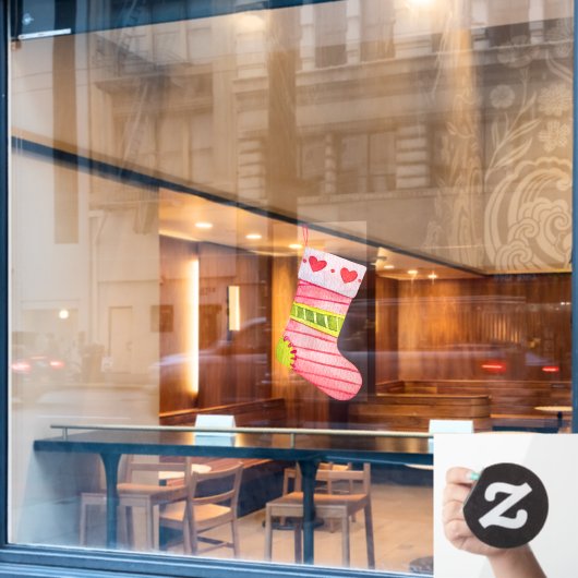 Kerstkous Met Hartjes Raamsticker (Cafe Raam)