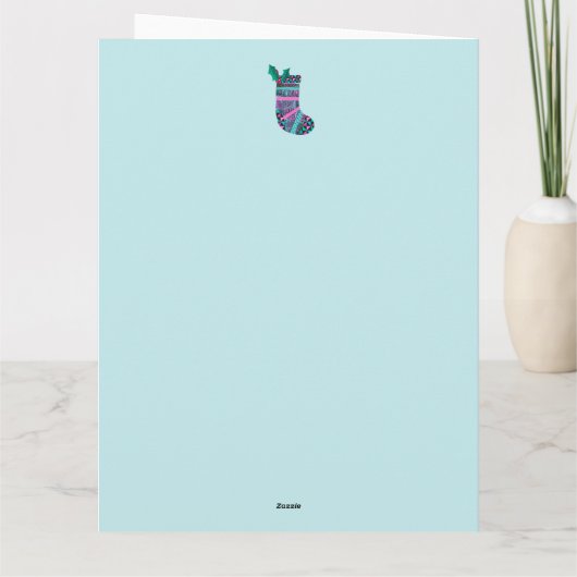 Kerstkous met Monogram Abstract Patroon Kaart (Achterkant)