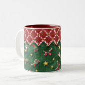 Kerstkous op Candy Cane Stripe Coffee Cup Tweekleurige Koffiemok (Voorkant links)