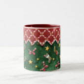 Kerstkous op Candy Cane Stripe Coffee Cup Tweekleurige Koffiemok (Center)