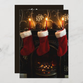 Kerstkous op de open haard feestdagenkaart (Voorkant / Achterkant)