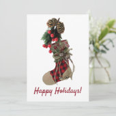 Kerstkous Plat Kerstkaart Rustiek (Staand voorkant)