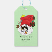 Kerstkous Schattige Calico Kitten Cadeaulabel (Voorkant)