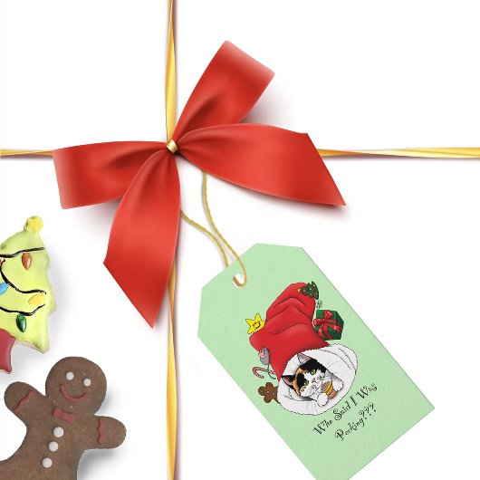 Kerstkous Schattige Calico Kitten Cadeaulabel