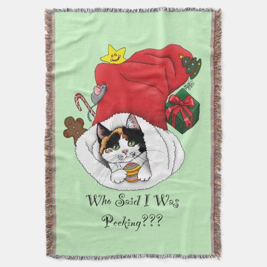 Kerstkous Schattige Calico Kitten Deken (Voorkant Verticaal)