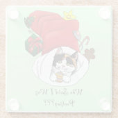 Kerstkous Schattige Calico Kitten Glazen Onderzetter (Achterkant)