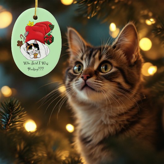 Kerstkous Schattige Calico Kitten Keramisch Ornament