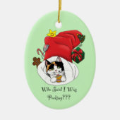 Kerstkous Schattige Calico Kitten Keramisch Ornament (Voorkant)